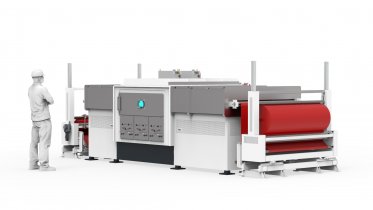 High-throughput mass production line with air-to-air winding and unwinding